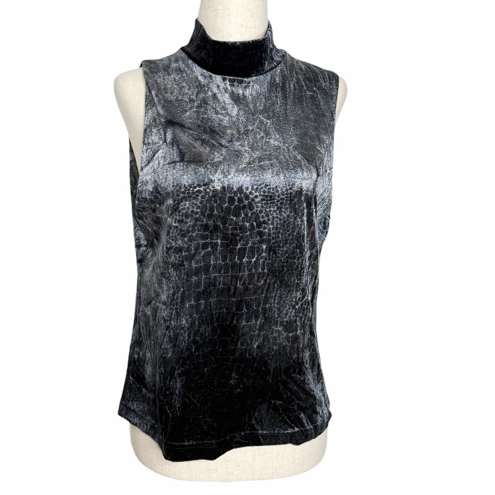 Judy Knapp Crushed Velvet Mockneck Tank Top